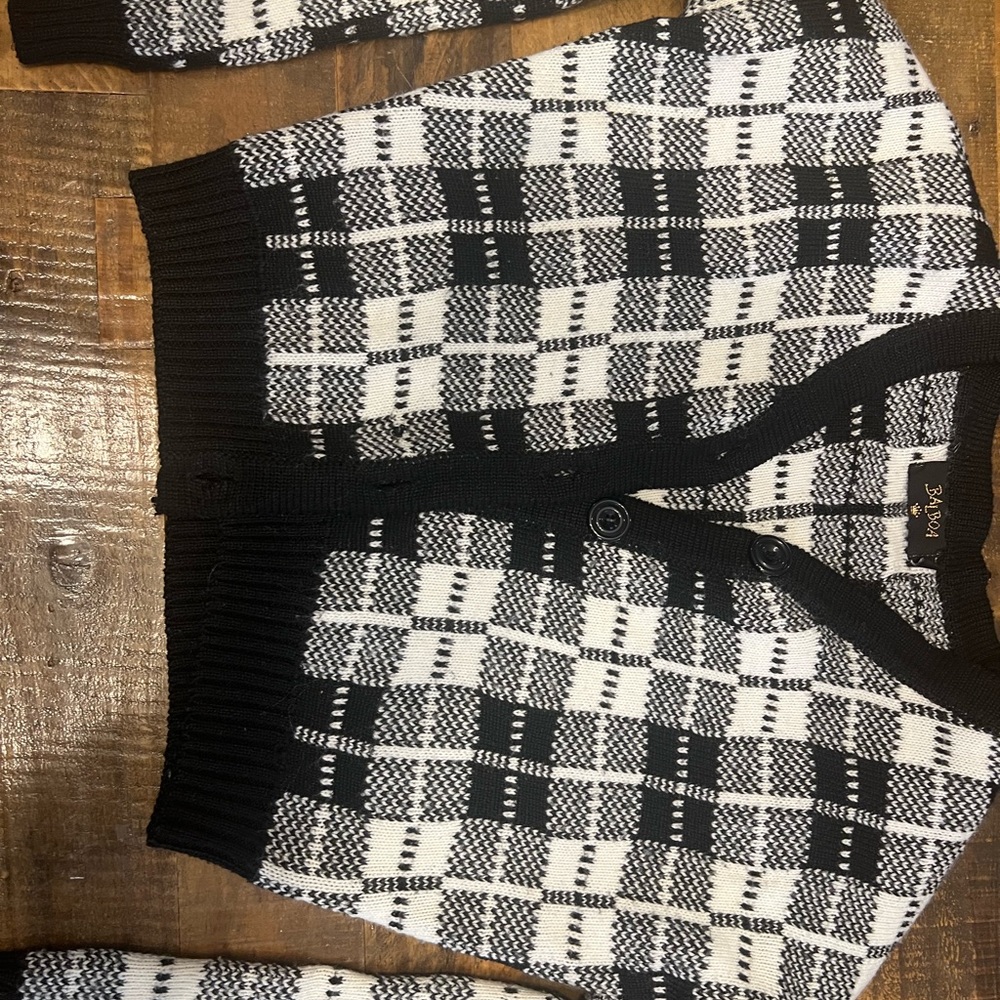 Girls black and white cardigan